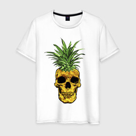 Мужская футболка хлопок с принтом Ананас в Новосибирске, 100% хлопок | прямой крой, круглый вырез горловины, длина до линии бедер, слегка спущенное плечо. | Тематика изображения на принте: cool | creative | design | fruit | green | hype | new york | pineapple | skull | summer | supreme | vanguard | vegan | авангард | ананас | дизайн | зеленый | креатив | круто | лето | фрукт | хайп | череп