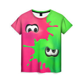 Женская футболка 3D с принтом Splatoon 2 в Новосибирске, 100% полиэфир ( синтетическое хлопкоподобное полотно) | прямой крой, круглый вырез горловины, длина до линии бедер | booble gum | game | green | nintendo | pink | shooter | splatoon | switch | twitch | битва | брызги | глаза | головоногие | детям | драка | зеленый | игра | краска | краски | нинтендо | оружие | от третьего лица | розовый | стрелялки | шутер