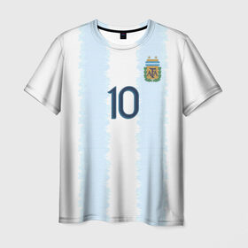 Мужская футболка 3D с принтом Messi Copa America 2019 в Новосибирске, 100% полиэфир | прямой крой, круглый вырез горловины, длина до линии бедер | barcelona | champions | league | lionel | messi | spain | барселона | испания | лига | лионель | месси | чемпионов