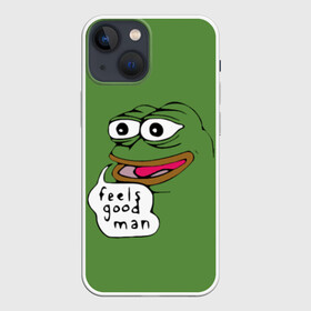 Чехол для iPhone 13 mini с принтом Feels Good Man в Новосибирске,  |  | Тематика изображения на принте: pepe | pepe frog | зеленая лягушка | лягушка | пепе