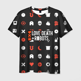 Мужская футболка 3D с принтом Love, Death & Robots в Новосибирске, 100% полиэфир | прямой крой, круглый вырез горловины, длина до линии бедер | cartoon | death | fantasy | heavy | horror | metal | miller | netflix | robots | tim | witness | любовь | миллер | мультфильм | робот | роботы | тим | ужасы | фэнтези