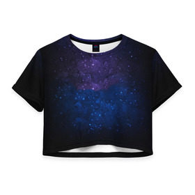 Женская футболка Cropp-top с принтом Космос в Новосибирске, 100% полиэстер | круглая горловина, длина футболки до линии талии, рукава с отворотами | астрономия | звезды | космос | краски | небо | ночь | облака | текстура | фиолетовый | яркий