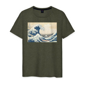 Мужская футболка хлопок с принтом Большая волна в Новосибирске, 100% хлопок | прямой крой, круглый вырез горловины, длина до линии бедер, слегка спущенное плечо. | большая волна | искусство | канагава