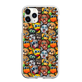 Чехол для iPhone 11 Pro матовый с принтом Веселые собачки в Новосибирске, Силикон |  | Тематика изображения на принте: бульдог | голубые глаза | доберман | животные | жирафы | котики | милые | олени | разноцветные | собаки | хаски | яркие