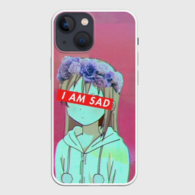 Чехол для iPhone 13 mini с принтом Sadness в Новосибирске,  |  | anime | cartoon | girl | girls | sad | sadness | trend | vaporwave | аниме | грусть | девушки | мультики | мультфильмы | тренды