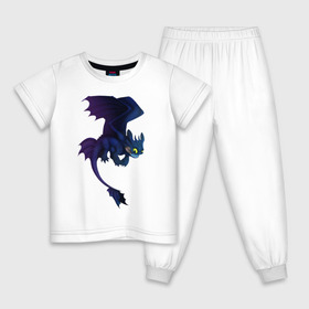 Детская пижама хлопок с принтом ночная фурия в Новосибирске, 100% хлопок |  брюки и футболка прямого кроя, без карманов, на брюках мягкая резинка на поясе и по низу штанин
 | how to train your dragon | night fury | беззубик | дракон | как приручить дракона | ночная фурия