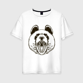 Женская футболка хлопок Oversize с принтом Angry Panda в Новосибирске, 100% хлопок | свободный крой, круглый ворот, спущенный рукав, длина до линии бедер
 | panda | животные | злая панда | зло | панда | природа