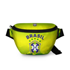Поясная сумка 3D с принтом Бразилия в Новосибирске, 100% полиэстер | плотная ткань, ремень с регулируемой длиной, внутри несколько карманов для мелочей, основное отделение и карман с обратной стороны сумки застегиваются на молнию | brasil | brazil | бразилия | бразильская сборная | сборная бразилии | сборная бразилии по футболу | сборные | форма | футбол | футбольные сборные | чемпиона | чемпионат мира