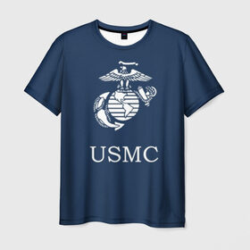 Мужская футболка 3D с принтом United States Marine Corps в Новосибирске, 100% полиэфир | прямой крой, круглый вырез горловины, длина до линии бедер | u.s. army | u.s. navy | армия | морская пехота