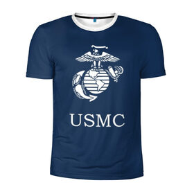 Мужская футболка 3D спортивная с принтом United States Marine Corps в Новосибирске, 100% полиэстер с улучшенными характеристиками | приталенный силуэт, круглая горловина, широкие плечи, сужается к линии бедра | u.s. army | u.s. navy | армия | морская пехота