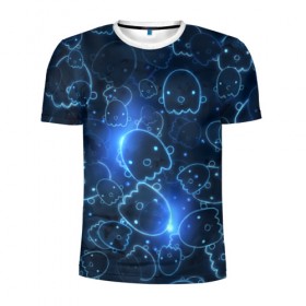 Мужская футболка 3D спортивная с принтом Ghosty в Новосибирске, 100% полиэстер с улучшенными характеристиками | приталенный силуэт, круглая горловина, широкие плечи, сужается к линии бедра | абстракция | аниме | белый | кавай | каспер | милота | приведение | приведенька | призрак | свет | синий