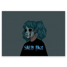 Поздравительная открытка с принтом Sally Face в Новосибирске, 100% бумага | плотность бумаги 280 г/м2, матовая, на обратной стороне линовка и место для марки
 | sally face | игра | компьютерная игра | лицо | маска | протез | салли фейс | школа | шрамы