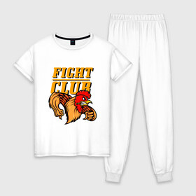 Женская пижама хлопок с принтом Fight Club в Новосибирске, 100% хлопок | брюки и футболка прямого кроя, без карманов, на брюках мягкая резинка на поясе и по низу штанин | box | boxing | bruce lee | champion | dragon | fight | fighter | judo | muay thai | team | tiger | ufc | али | боевые | боец | бой | бокс | боксер | борьба | брюс ли | воин | дзюдо | дракон | единоборства | искусство | карате | контакт | кулак | лев