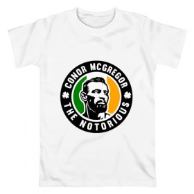 Мужская футболка хлопок с принтом Conor McGregor в Новосибирске, 100% хлопок | прямой крой, круглый вырез горловины, длина до линии бедер, слегка спущенное плечо. | Тематика изображения на принте: 