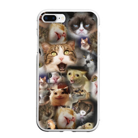 Чехол для iPhone 7Plus/8 Plus матовый с принтом Те самые коты в Новосибирске, Силикон | Область печати: задняя сторона чехла, без боковых панелей | Тематика изображения на принте: грустный кот мем | кот | кот мем | коты | кошка | мем | мем про котов | мемы | мемы с котами