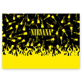 Поздравительная открытка с принтом NIRVANA в Новосибирске, 100% бумага | плотность бумаги 280 г/м2, матовая, на обратной стороне линовка и место для марки
 | like nirvana | nirvana | nirvana smells | nirvana spirit | nirvana teen | teen spirit | курт кобейн | нирвана | нирвана like. | нирвана smells