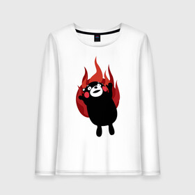 Женский лонгслив хлопок с принтом Kumamon в Новосибирске, 100% хлопок |  | fire | for | glory | hell | japan | of course | ofc | satan | the | иероглифы | кумамон | медведь | огонь | пожар | япония