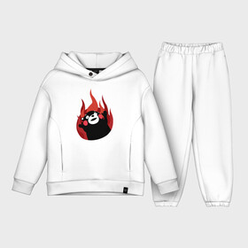 Детский костюм хлопок Oversize с принтом Kumamon поджигает в Новосибирске,  |  | fire | for | glory | hell | japan | of course | ofc | satan | the | иероглифы | кумамон | медведь | огонь | пожар | япония