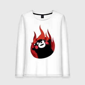 Женский лонгслив хлопок с принтом Kumamon в Новосибирске, 100% хлопок |  | fire | for | glory | hell | japan | of course | ofc | satan | the | иероглифы | кумамон | медведь | огонь | пожар | япония