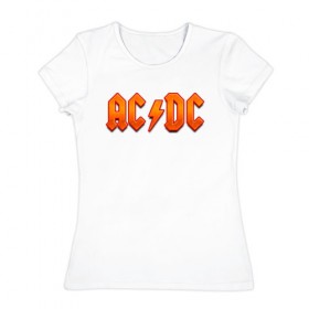 Женская футболка хлопок с принтом AC/DC в Новосибирске, 100% хлопок | прямой крой, круглый вырез горловины, длина до линии бедер, слегка спущенное плечо | австралийская | ангус янг | блюз | группа | малькольм янг | рок | рок н ролл | стиви янг | хард