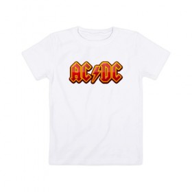 Детская футболка хлопок с принтом AC/DC в Новосибирске, 100% хлопок | круглый вырез горловины, полуприлегающий силуэт, длина до линии бедер | австралийская | ангус янг | блюз | группа | малькольм янг | рок | рок н ролл | стиви янг | хард