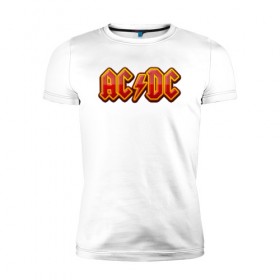 Мужская футболка премиум с принтом AC/DC в Новосибирске, 92% хлопок, 8% лайкра | приталенный силуэт, круглый вырез ворота, длина до линии бедра, короткий рукав | австралийская | ангус янг | блюз | группа | малькольм янг | рок | рок н ролл | стиви янг | хард