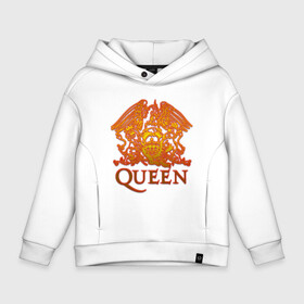 Детское худи Oversize хлопок с принтом Queen  в Новосибирске, френч-терри — 70% хлопок, 30% полиэстер. Мягкий теплый начес внутри —100% хлопок | боковые карманы, эластичные манжеты и нижняя кромка, капюшон на магнитной кнопке | Тематика изображения на принте: queen | богемская рапсодия | брайан мэи | британская | группа | королева | роджер тейлор | рок | фредди меркьюри