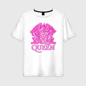 Женская футболка хлопок Oversize с принтом Queen в Новосибирске, 100% хлопок | свободный крой, круглый ворот, спущенный рукав, длина до линии бедер
 | queen | богемская рапсодия | брайан мэи | британская | группа | королева | роджер тейлор | рок | фредди меркьюри