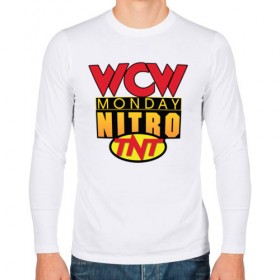 Мужской лонгслив хлопок с принтом WCW Monday Night Nitro в Новосибирске, 100% хлопок |  | nitro | wcw | wrestling | рестлинг