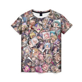 Женская футболка 3D с принтом Ахегао цвет в Новосибирске, 100% полиэфир ( синтетическое хлопкоподобное полотно) | прямой крой, круглый вырез горловины, длина до линии бедер | ahegao | anime | color | manga | аниме | ахегао | коллаж | комиксы | лицо | манга | паттрен | цветной