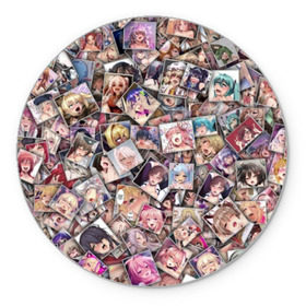 Коврик круглый с принтом Ахегао цвет в Новосибирске, резина и полиэстер | круглая форма, изображение наносится на всю лицевую часть | Тематика изображения на принте: ahegao | anime | color | manga | аниме | ахегао | коллаж | комиксы | лицо | манга | паттрен | цветной