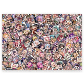 Поздравительная открытка с принтом Ахегао цвет в Новосибирске, 100% бумага | плотность бумаги 280 г/м2, матовая, на обратной стороне линовка и место для марки
 | ahegao | anime | color | manga | аниме | ахегао | коллаж | комиксы | лицо | манга | паттрен | цветной
