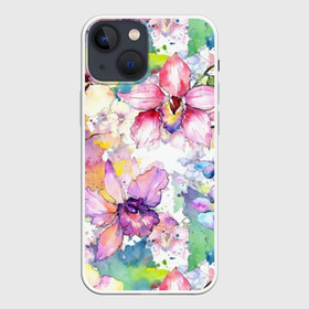 Чехол для iPhone 13 mini с принтом Цветы в Новосибирске,  |  | art | bright | colors | drops | field | flowers | painting | splashes | watercolor | акварель | брызги | живопись | искусство | капли | полевые | цвета | цветы | яркие