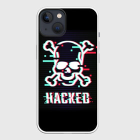 Чехол для iPhone 13 с принтом Pirate sign в Новосибирске,  |  | attack | bones | glitch | hacked | hacker | pirate | sign | skull | symbol | text | warning | атака | взломанный | глюк | знак | кости | пиратский | предупреждение | символ | текст | хакер | череп