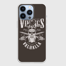 Чехол для iPhone 13 Pro с принтом Vikings в Новосибирске,  |  | beard | bird | black | crow | death | emblem | evil | logo | mustache | retro | sign | skull | symbol | vikings | vintage | warriors | weapon | агрессия | борода | викинги | воины | ворона | зло | знак | кос | логотип | мечи | надпись | оружие | птица | р