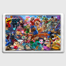 Магнит 45*70 с принтом Super Smash Bros ultimate  в Новосибирске, Пластик | Размер: 78*52 мм; Размер печати: 70*45 | game | mario | nintendo | nintendo all star | pikachu | pokemon | super smash bros | ultimate | джиглипафф | донки конг | зельда | игры | линк | марио | нинтендо | пикачу | покемоны | эш