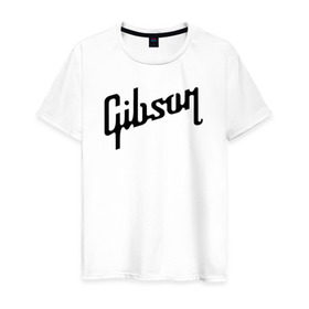 Мужская футболка хлопок с принтом Gibson в Новосибирске, 100% хлопок | прямой крой, круглый вырез горловины, длина до линии бедер, слегка спущенное плечо. | gibson | гибсон