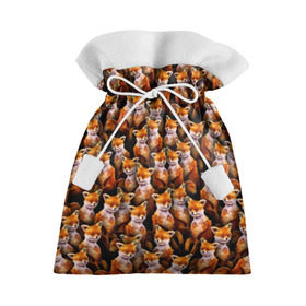 Подарочный 3D мешок с принтом Упоротые лисы в Новосибирске, 100% полиэстер | Размер: 29*39 см | Тематика изображения на принте: fox | животные | лис | лиса | лисичка | мем | паттрен | рыжий | толпа | упортый | фыр фыр