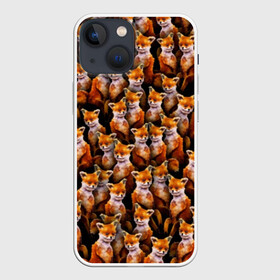 Чехол для iPhone 13 mini с принтом Упоротые лисы в Новосибирске,  |  | Тематика изображения на принте: fox | животные | лис | лиса | лисичка | мем | паттрен | рыжий | толпа | упортый | фыр фыр