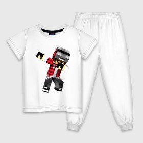 Детская пижама хлопок с принтом Dab Minecraft в Новосибирске, 100% хлопок |  брюки и футболка прямого кроя, без карманов, на брюках мягкая резинка на поясе и по низу штанин
 | dab | deb | minecraft | даб | деб | майнкрафт