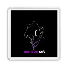 Магнит 55*55 с принтом Monstercat в Новосибирске, Пластик | Размер: 65*65 мм; Размер печати: 55*55 мм | monstercat | клуб | клубная музыка | кот | котенок | кошка | лейбл | монстар | монстар кет | монстер | музыка | танцевальная музыка | электронная | электронная музыка