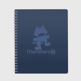 Тетрадь с принтом Monstercat в Новосибирске, 100% бумага | 48 листов, плотность листов — 60 г/м2, плотность картонной обложки — 250 г/м2. Листы скреплены сбоку удобной пружинной спиралью. Уголки страниц и обложки скругленные. Цвет линий — светло-серый
 | monstercat | клуб | клубная музыка | кот | котенок | кошка | лейбл | монстар | монстар кет | монстер | музыка | танцевальная музыка | электронная | электронная музыка