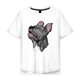 Мужская футболка хлопок Oversize с принтом Pitbull в Новосибирске, 100% хлопок | свободный крой, круглый ворот, “спинка” длиннее передней части | dog | pitbull | питбуль | собака | собаки