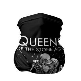 Бандана-труба 3D с принтом Queens of the Stone Age в Новосибирске, 100% полиэстер, ткань с особыми свойствами — Activecool | плотность 150‒180 г/м2; хорошо тянется, но сохраняет форму | josh homme | metal | qotsa | queens of the stone age | rock | группы | метал | музыка | рок