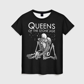 Женская футболка 3D с принтом Queens of the Stone Age в Новосибирске, 100% полиэфир ( синтетическое хлопкоподобное полотно) | прямой крой, круглый вырез горловины, длина до линии бедер | josh homme | metal | qotsa | queens of the stone age | rock | группы | метал | музыка | рок