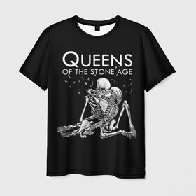 Мужская футболка 3D с принтом Queens of the Stone Age в Новосибирске, 100% полиэфир | прямой крой, круглый вырез горловины, длина до линии бедер | josh homme | metal | qotsa | queens of the stone age | rock | группы | метал | музыка | рок