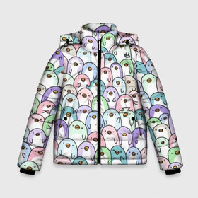 Зимняя куртка для мальчиков 3D с принтом Цветные Пингвинчики в Новосибирске, ткань верха — 100% полиэстер; подклад — 100% полиэстер, утеплитель — 100% полиэстер | длина ниже бедра, удлиненная спинка, воротник стойка и отстегивающийся капюшон. Есть боковые карманы с листочкой на кнопках, утяжки по низу изделия и внутренний карман на молнии. 

Предусмотрены светоотражающий принт на спинке, радужный светоотражающий элемент на пуллере молнии и на резинке для утяжки | Тематика изображения на принте: colors | cute | детский | лапочка | милый | мимими | паттерн | пингвин | северный полюс | стая | толпа