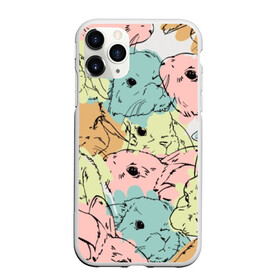 Чехол для iPhone 11 Pro матовый с принтом Акварельные Зайки в Новосибирске, Силикон |  | зая | заяц | кисти | кляксы | краски | кролик | мазки | милый | мимими | пушистый | пятна | рисунок | цветной | ценный мех