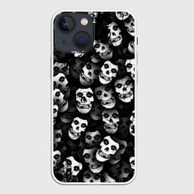 Чехол для iPhone 13 mini с принтом Призраки Мисфитс в Новосибирске,  |  | misfits | punk | punk rock | rock | лицо | мисфитс | панк | панк рок | паттрен | призрак | рок | скелет | череп | черно белый