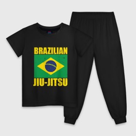 Детская пижама хлопок с принтом Brazilian Jiu Jitsu в Новосибирске, 100% хлопок |  брюки и футболка прямого кроя, без карманов, на брюках мягкая резинка на поясе и по низу штанин
 | box | boxing | bruce lee | champion | dragon | fight | fighter | judo | muay thai | team | tiger | ufc | али | боевые | боец | бой | бокс | боксер | борьба | брюс ли | воин | дзюдо | дракон | единоборства | искусство | карате | контакт | кулак | лев